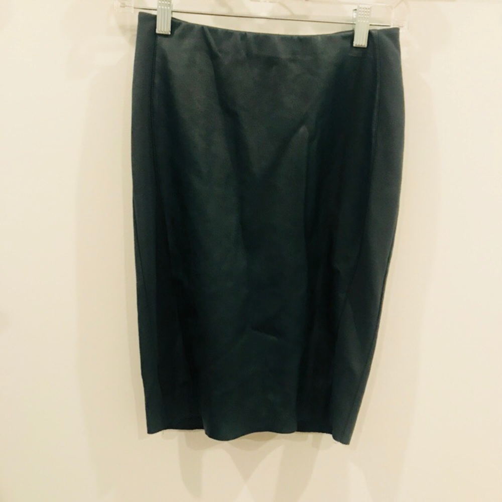 Anthropologie Emerald Green Leather Pencil Skirt